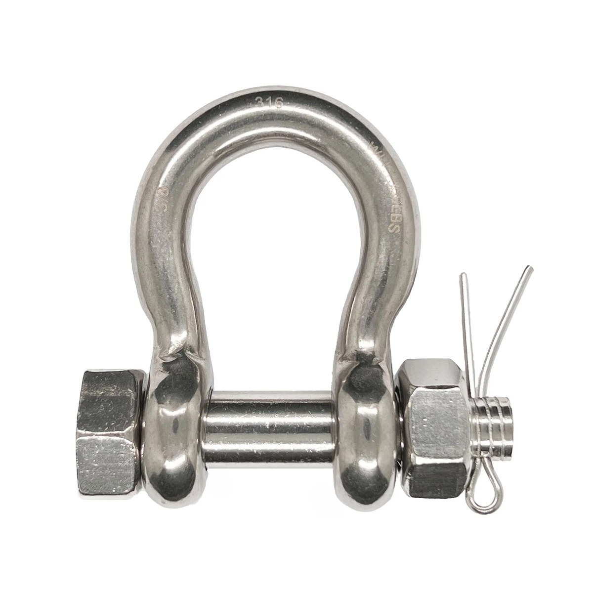 316 Stainless Bolt-Pin Anchor Shackle, Oversized Pin