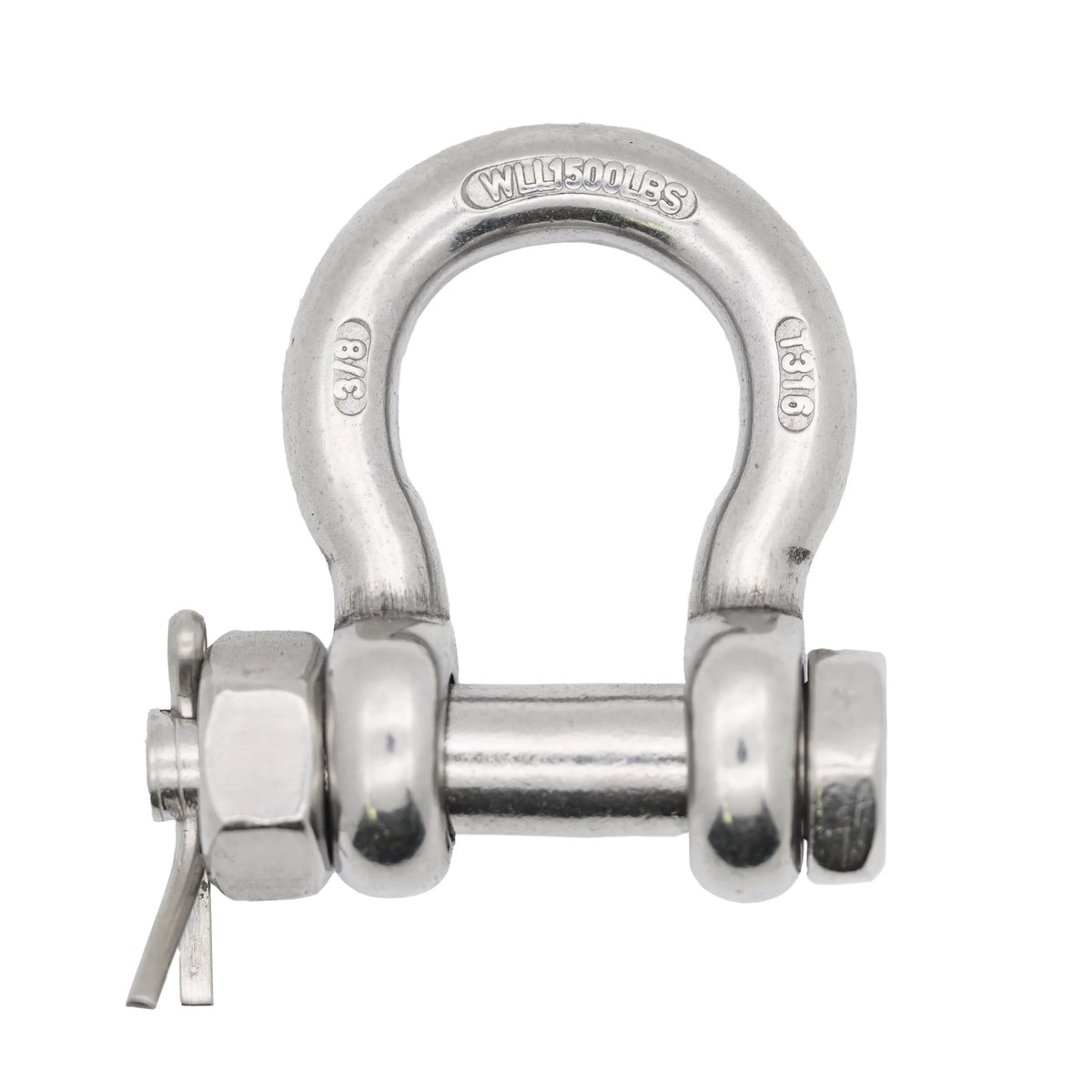 316 Stainless Bolt-Pin Anchor Shackle, Embedded Markings