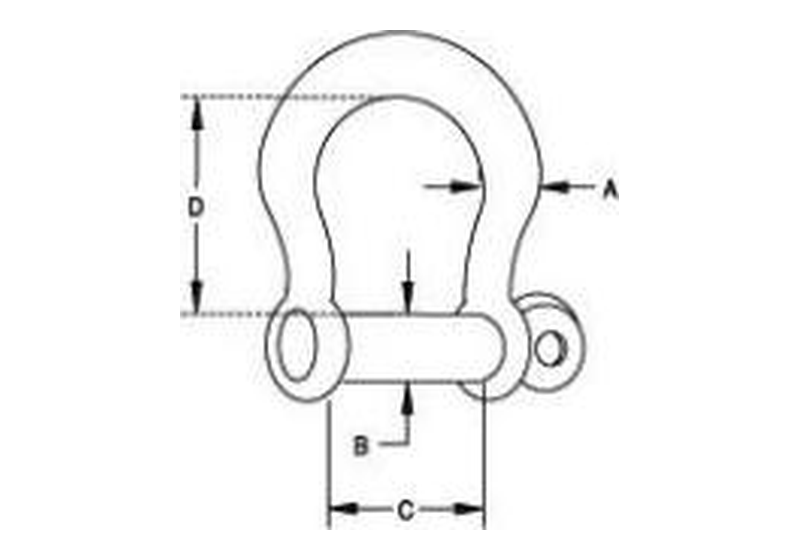 Screw-pin anchor shackle dimension drawing