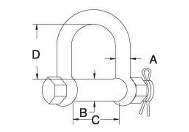 Bolt-pin chain shackle dimension drawing