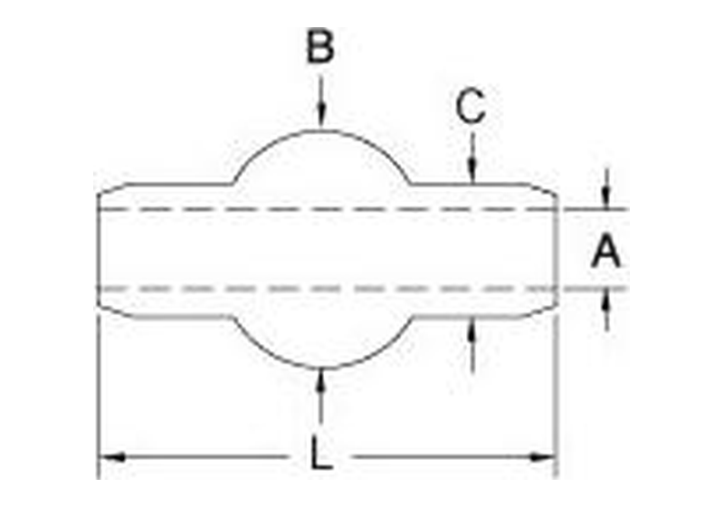 Double shank ball dimension drawing
