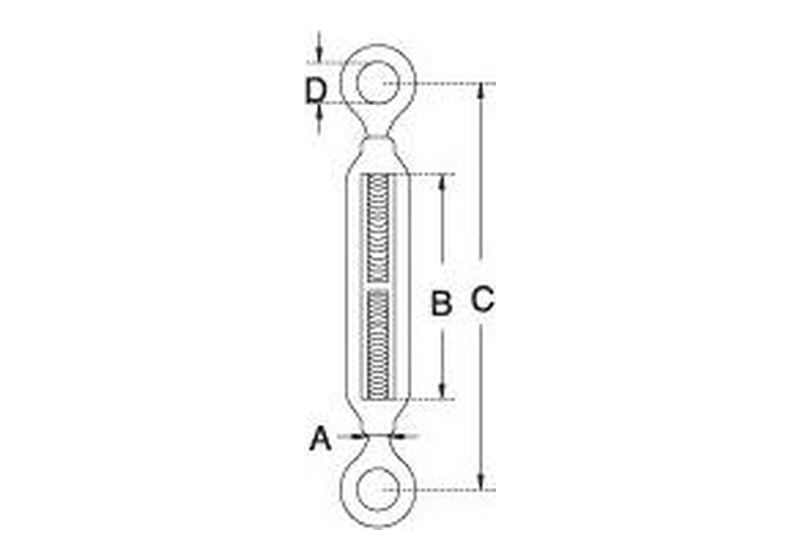Eye and eye turnbuckle dimension drawing