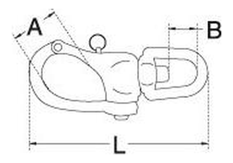 Eye swivel snap shackle dimension drawing