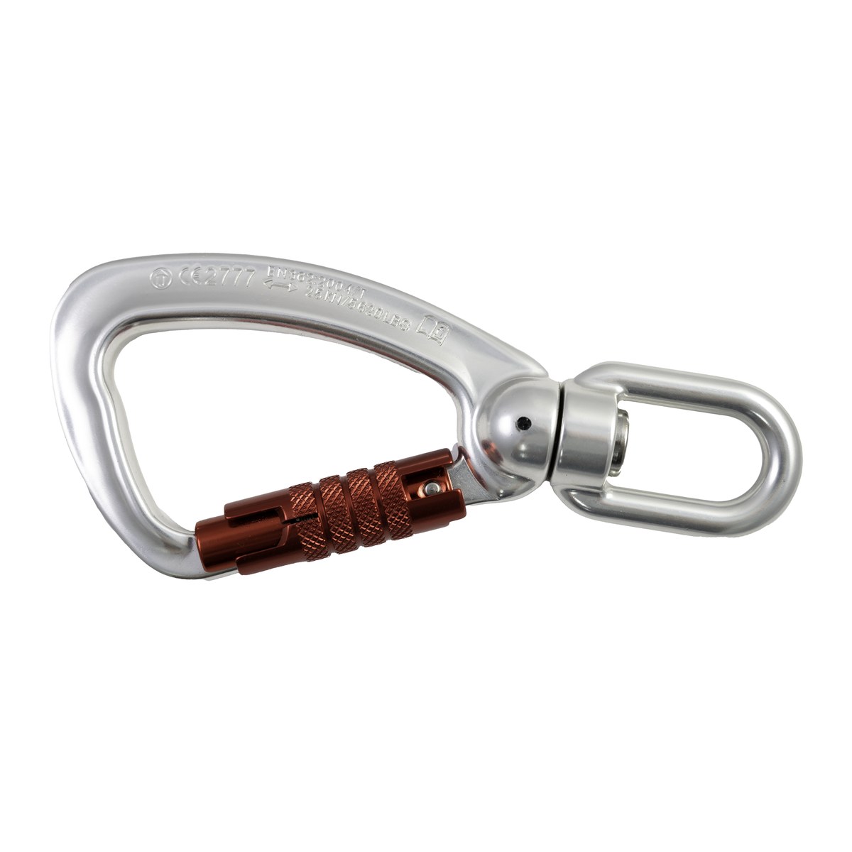 Forged Aluminum Swivel Carabiner, Triple Lock, 25 kN