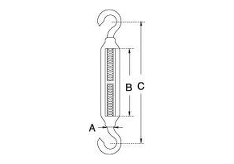Hook and hook turnbuckle dimension drawing