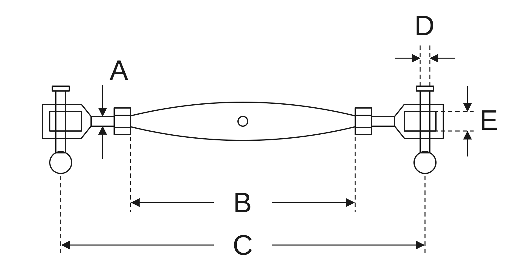Jaw and Jaw Turnbuckle dimension drawing