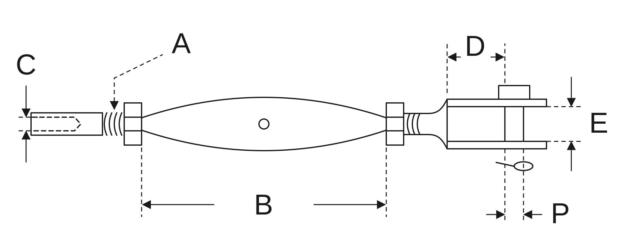 Jaw and Stud Turnbuckle dimension drawing