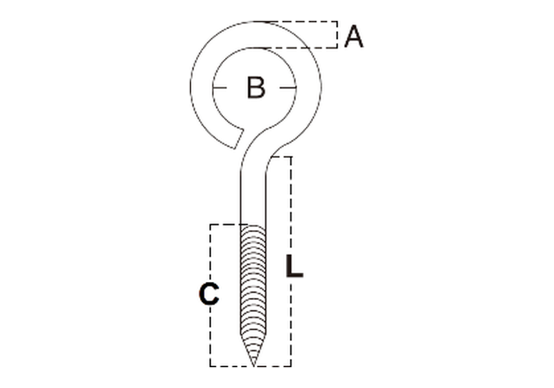 Lag eye bolt dimension drawing