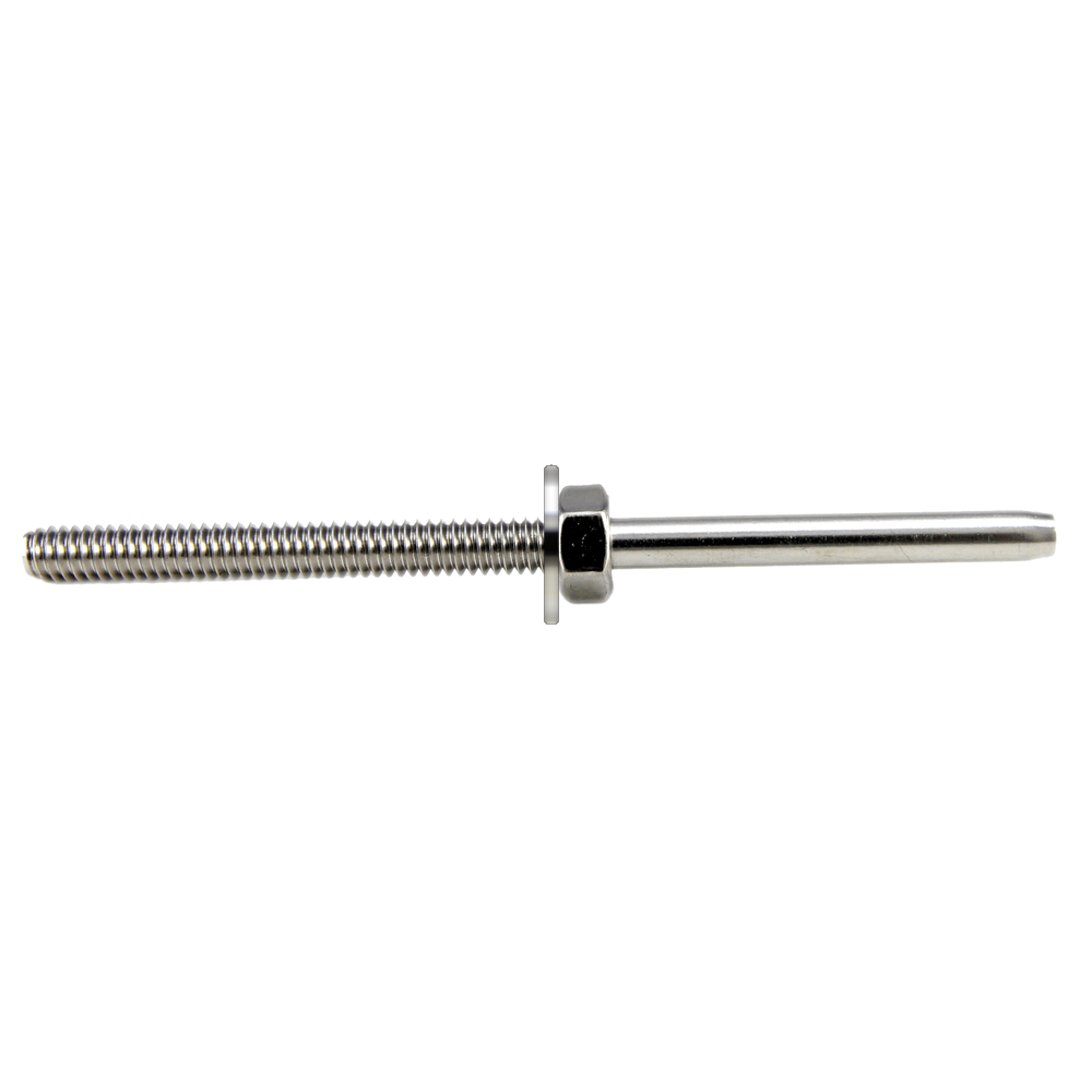 Stainless steel life line stud with flat washer and hex nut