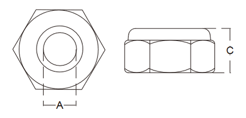 Lock nut dimension drawing