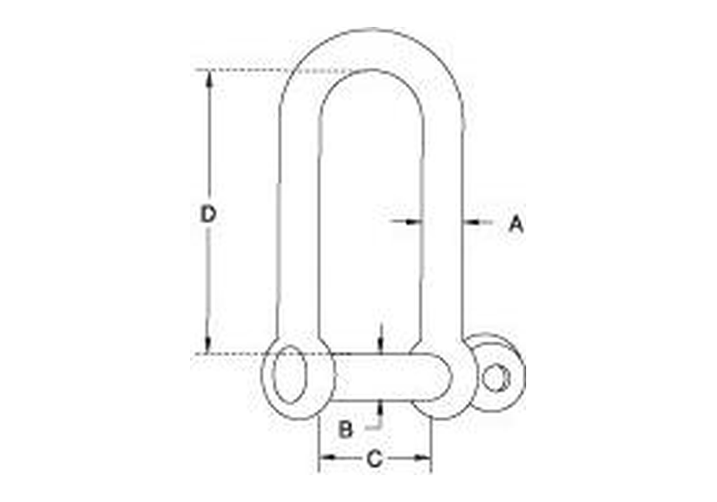 Long D shackle dimension drawing