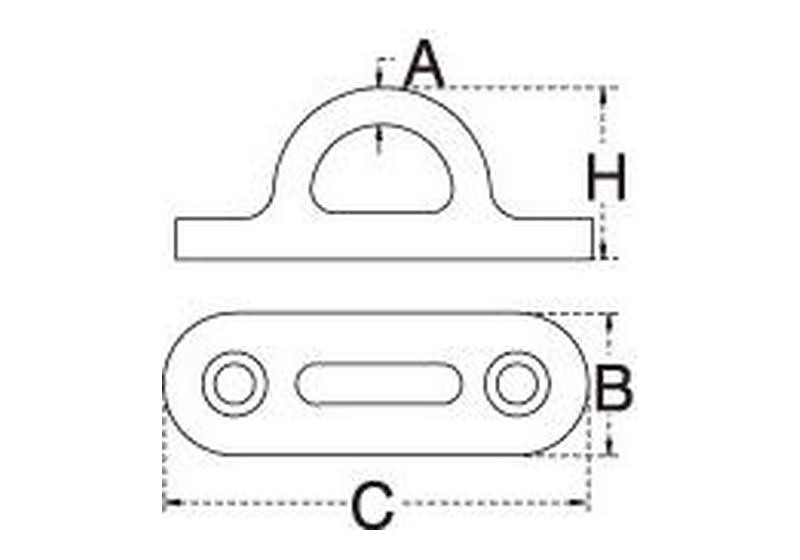 Oblong pad eye dimension drawing