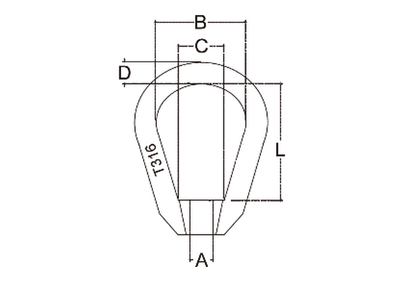Oval lifting eye nut dimension drawing