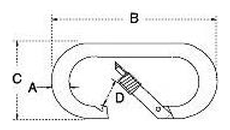 Oval snap hook dimension drawing