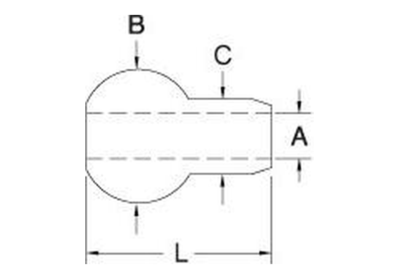 Single shank ball dimension drawing