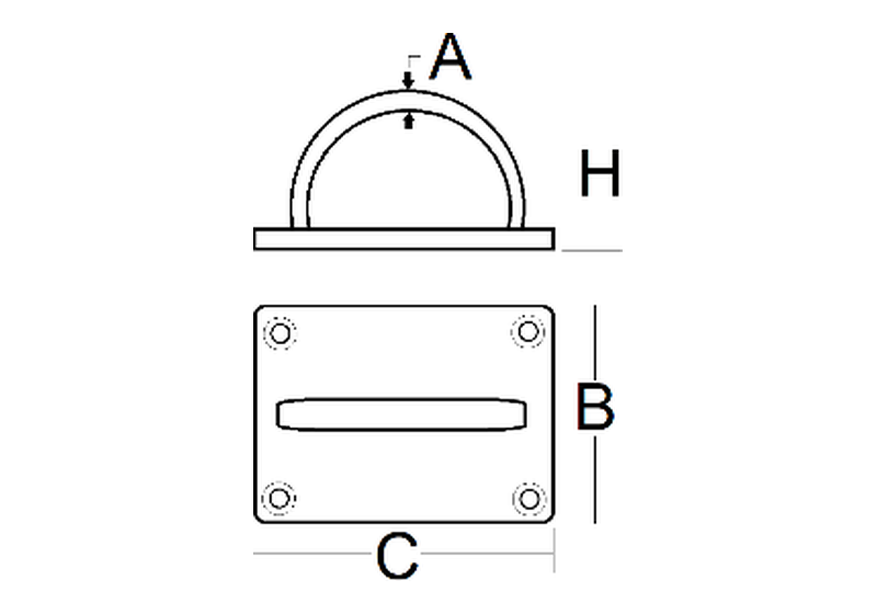 Square pad eye dimension drawing