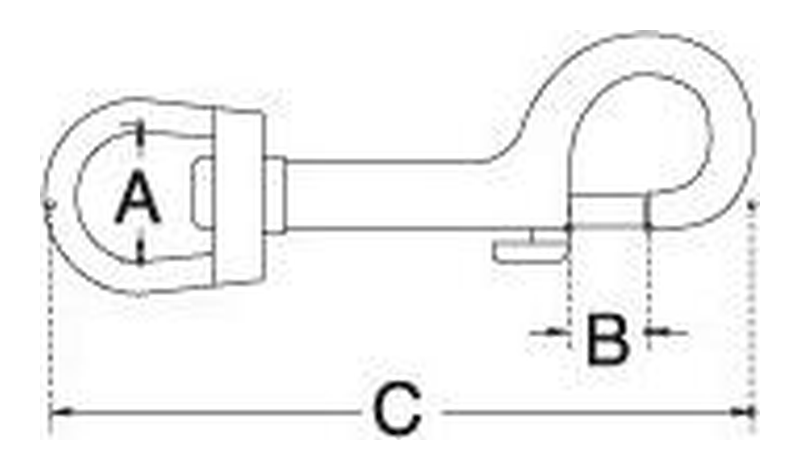 Swivel-eye bolt snap dimension drawing