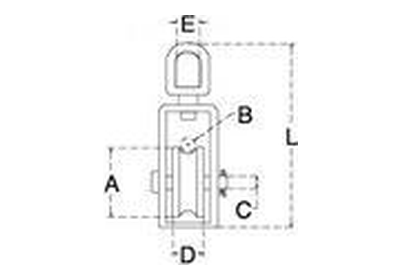 Swivel eye pulley block dimension drawing
