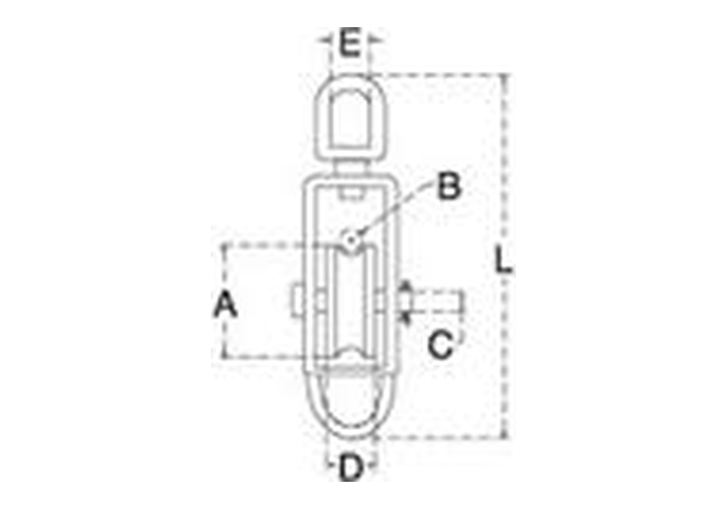 Swivel eye pulley block dimension drawing