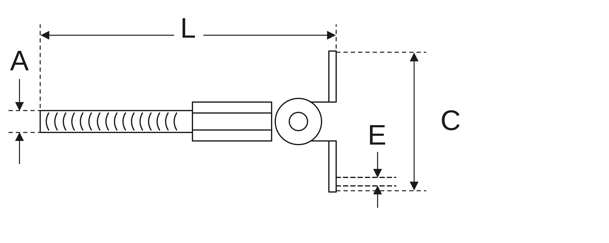 Threaded Deck Toggle dimension drawing