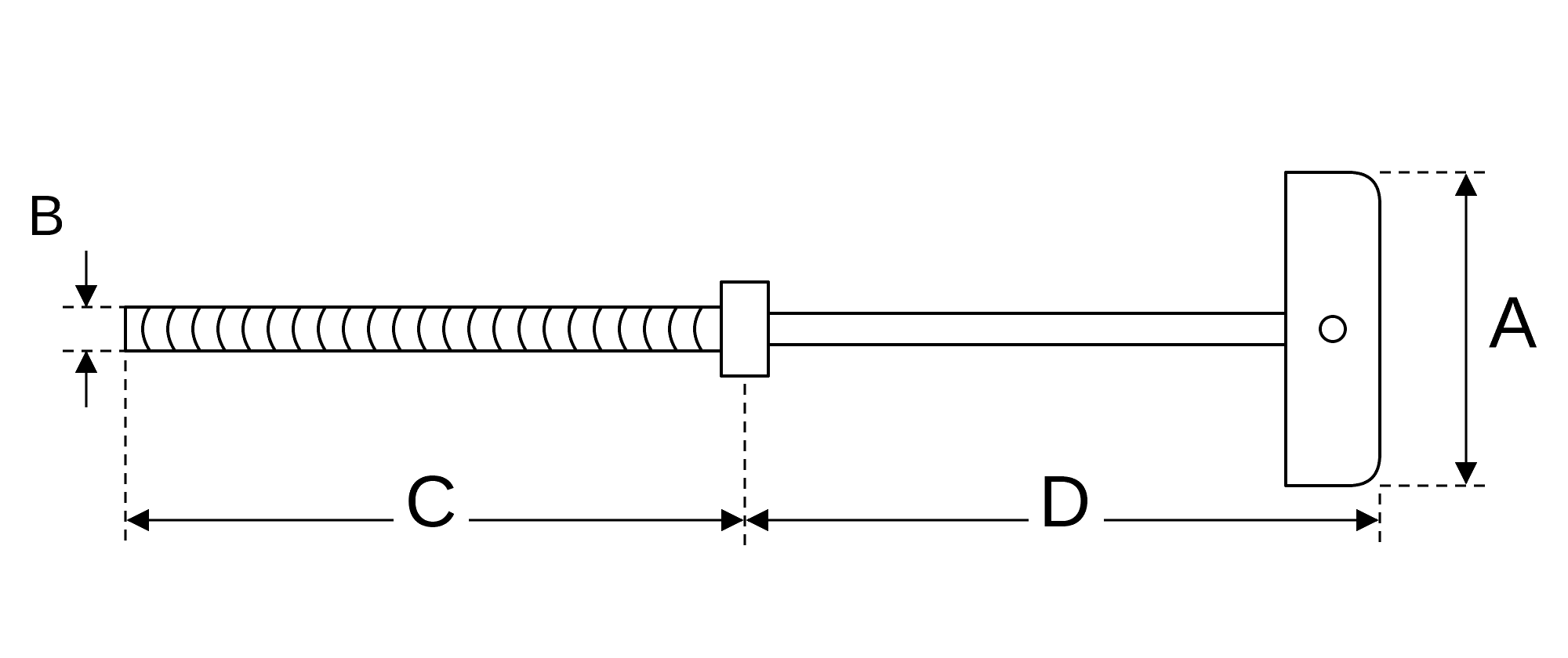 Threaded Drop Pin dimension drawing