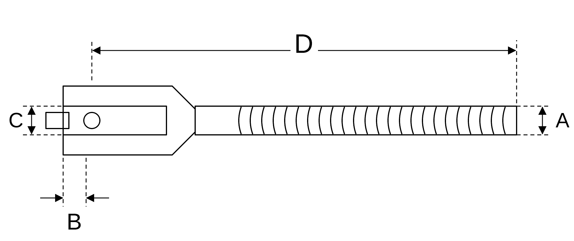 Threaded Jaw dimension drawing
