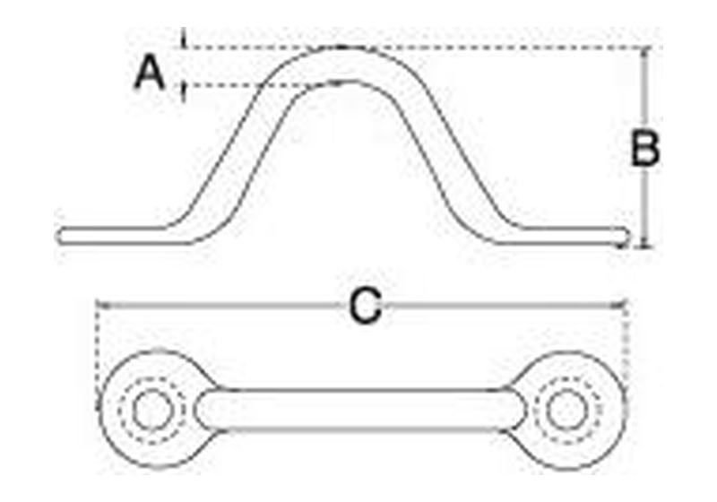 Heavy-duty wire eye strap dimension drawing