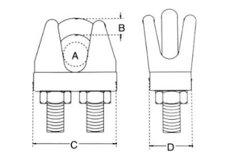 Wire rope clip dimension drawing