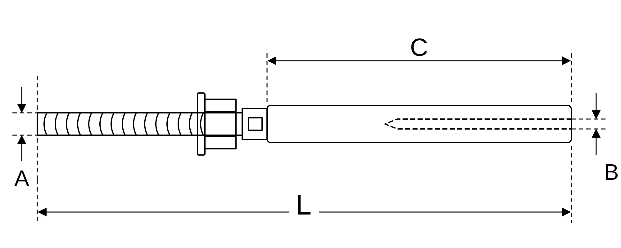 Wrench Flat Stud dimension drawing